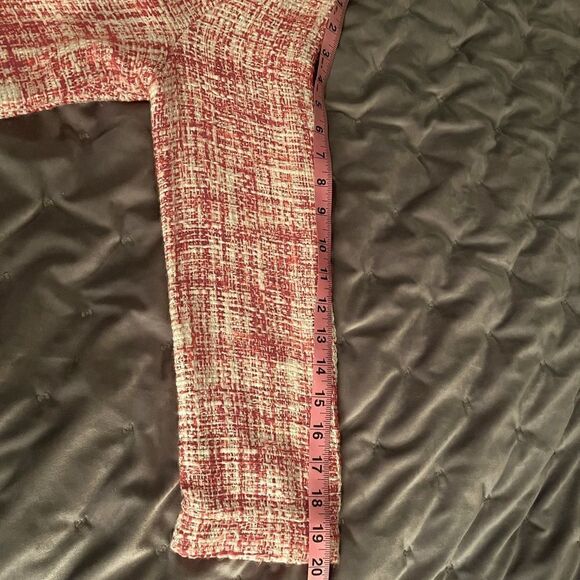 Sanctuary Tweed Women's City Blazer Jacket Collarless 3/4 Sleeves Red White S - Picture 12 of 13